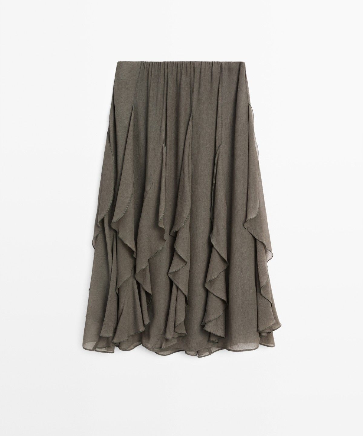 마시모두띠(MASSIMO DUTTI) 프릴 디테일 플루이드 미디 스커트