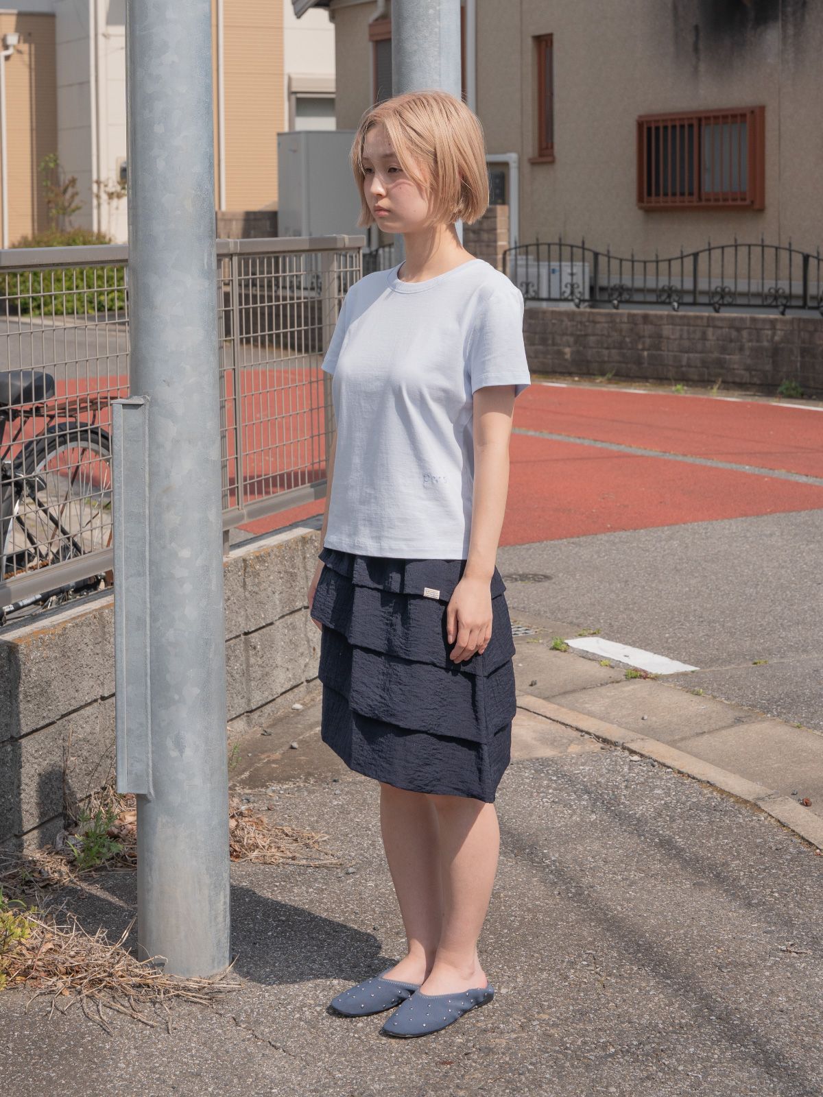 피브스피브스(PEEVES PEEVES) Tiered Panel Skirt / Navy