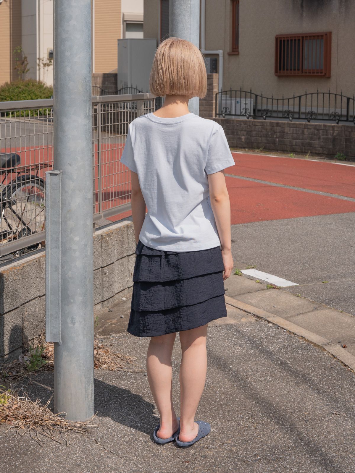 피브스피브스(PEEVES PEEVES) Tiered Panel Skirt / Navy