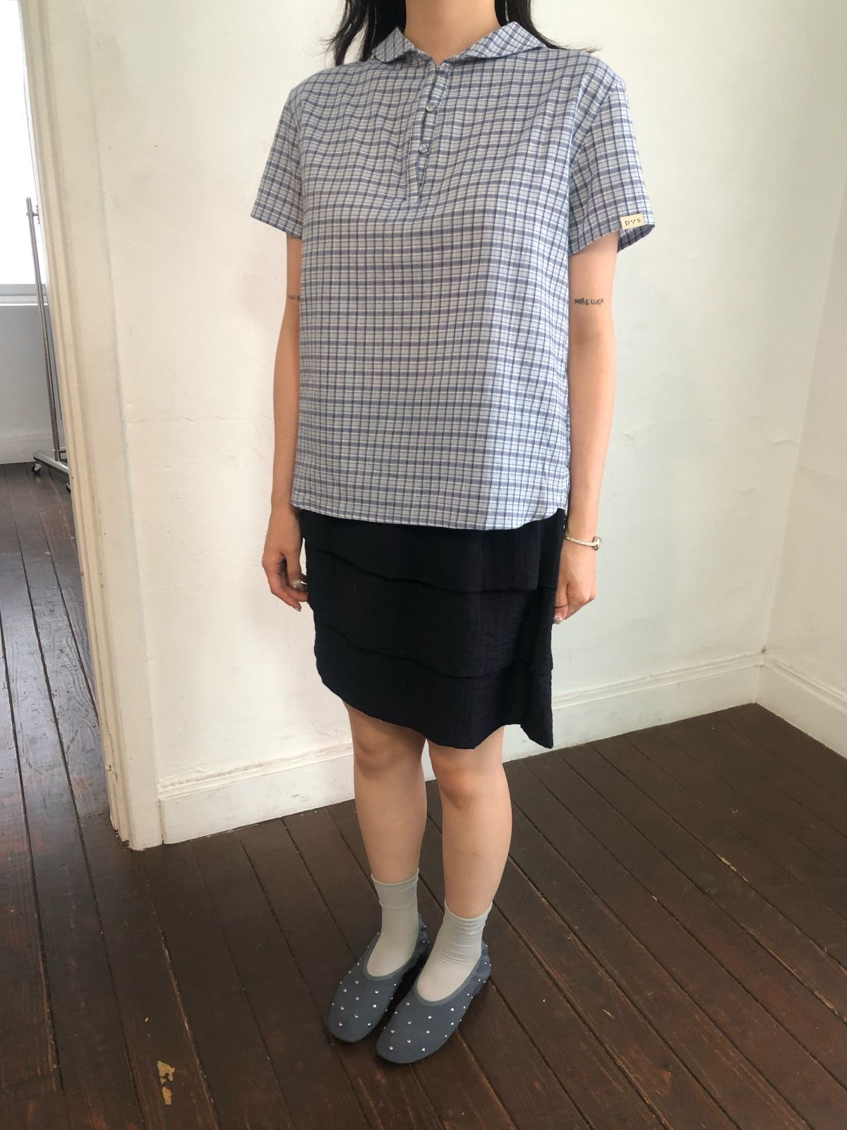 피브스피브스(PEEVES PEEVES) Tiered Panel Skirt / Navy