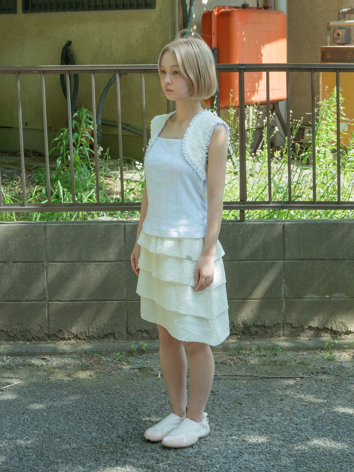 피브스피브스(PEEVES PEEVES) Tiered Panel Skirt / Ivory
