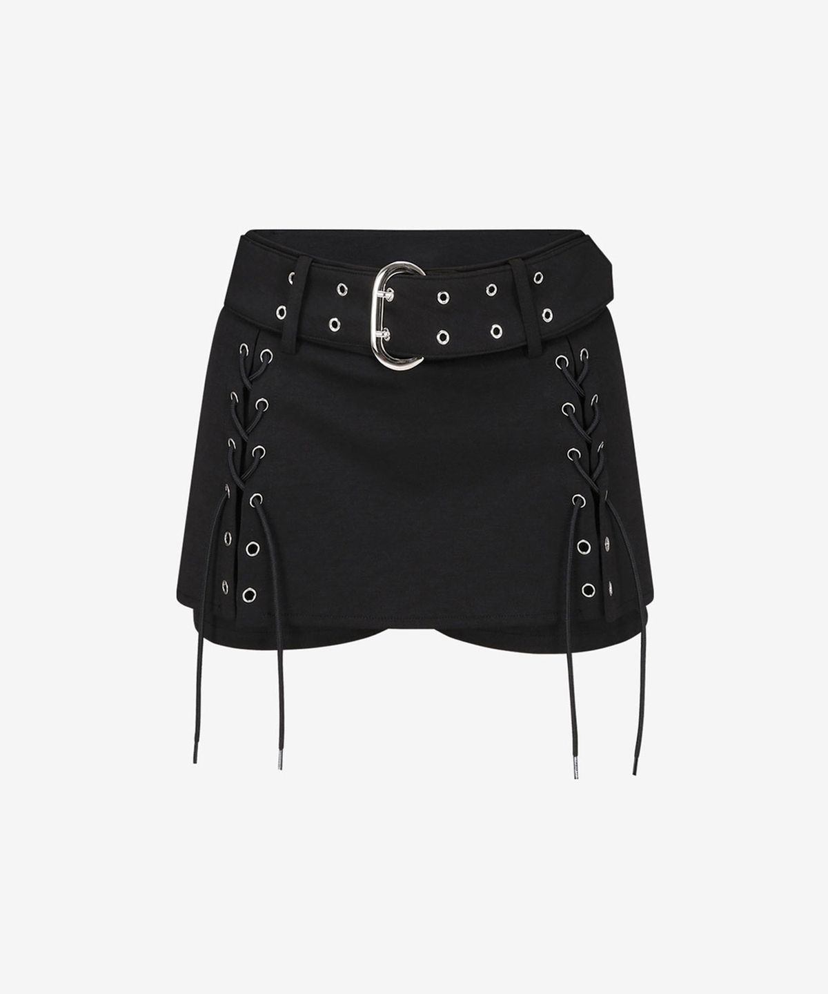 리메크(LIEMÉQUE) 아일렛 벨트 미니 스커트 팬츠 블랙
