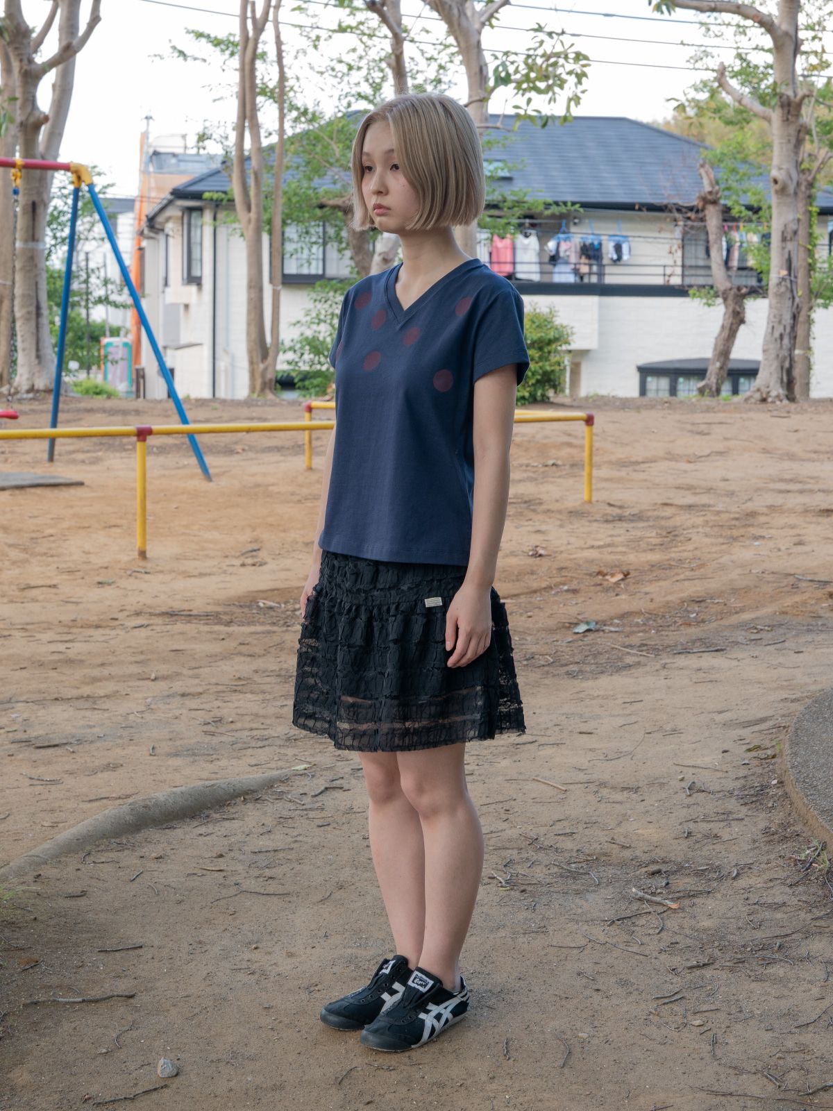 피브스피브스(PEEVES PEEVES) Layered Lace Mini Skirt / Black