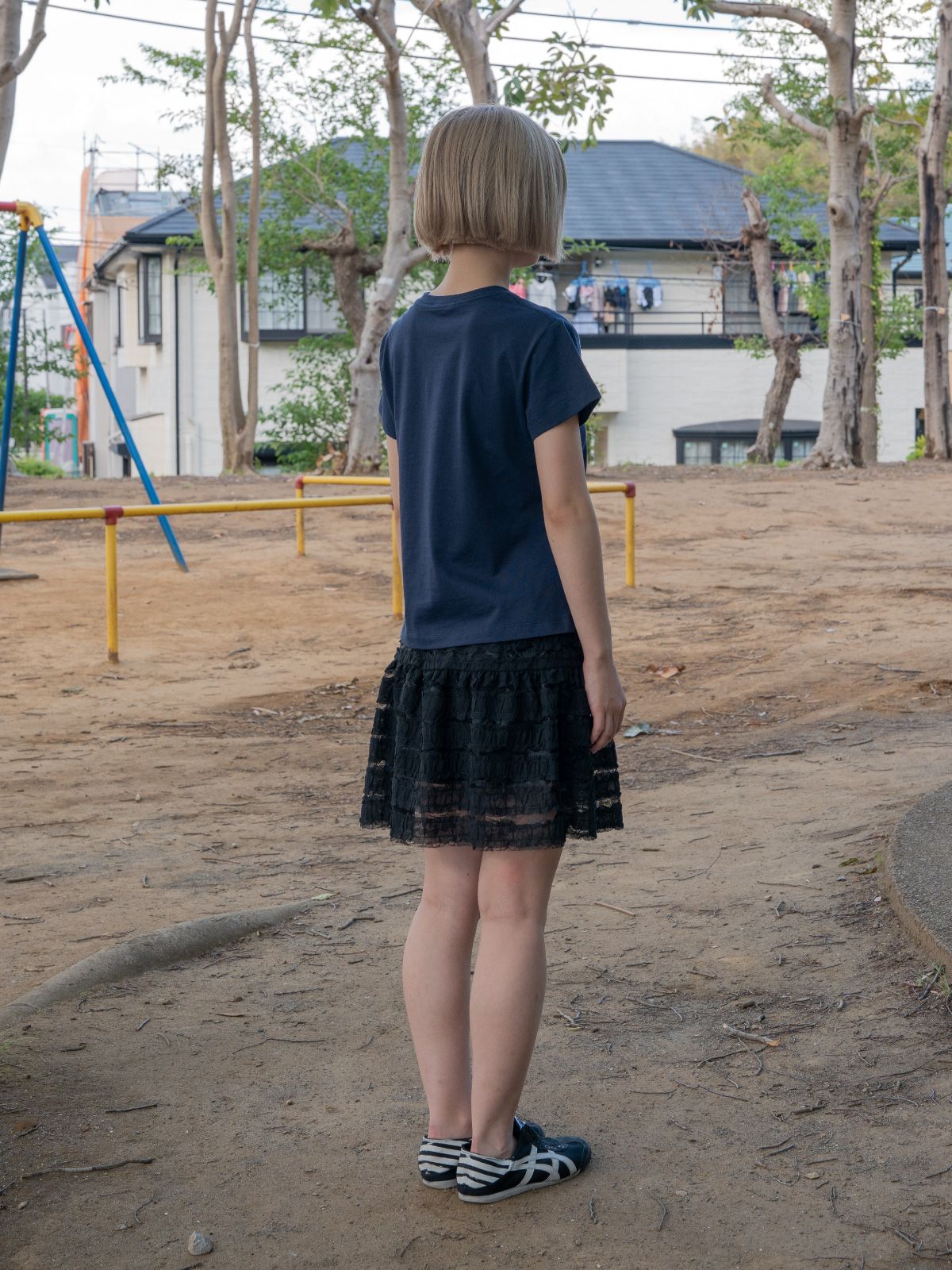 피브스피브스(PEEVES PEEVES) Layered Lace Mini Skirt / Black