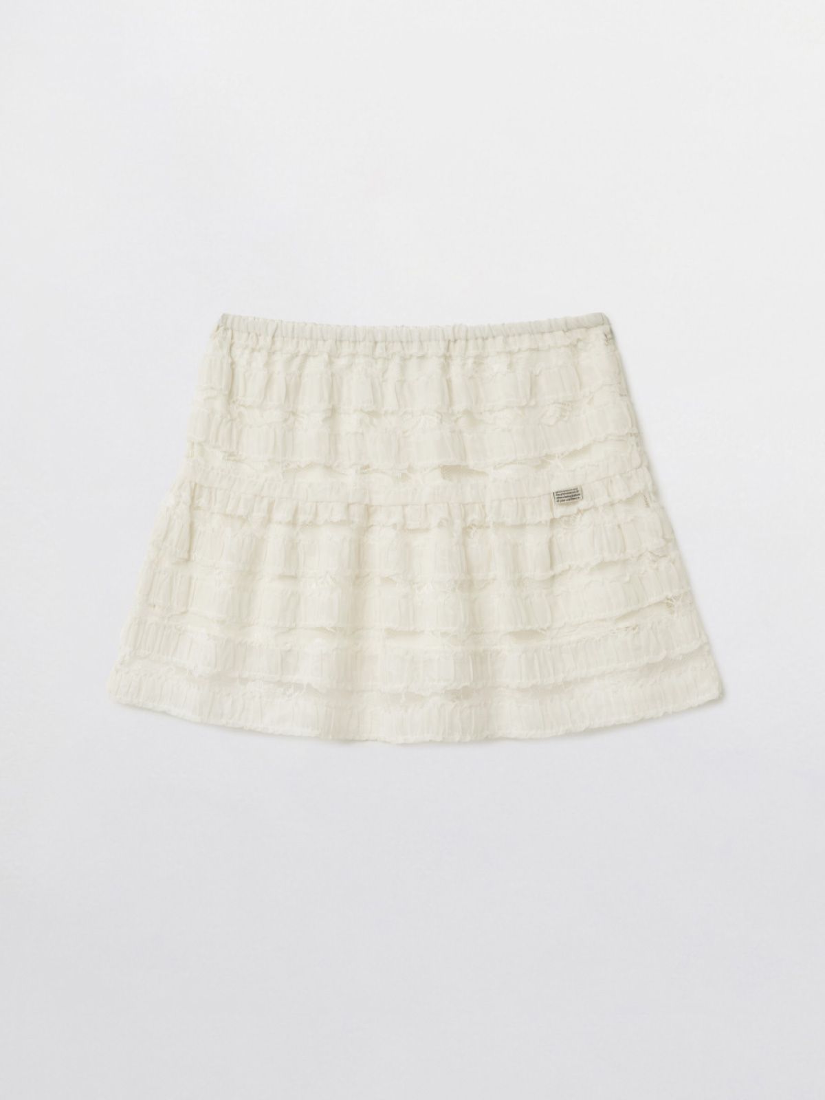 피브스피브스(PEEVES PEEVES) Layered Lace Mini Skirt / Cream