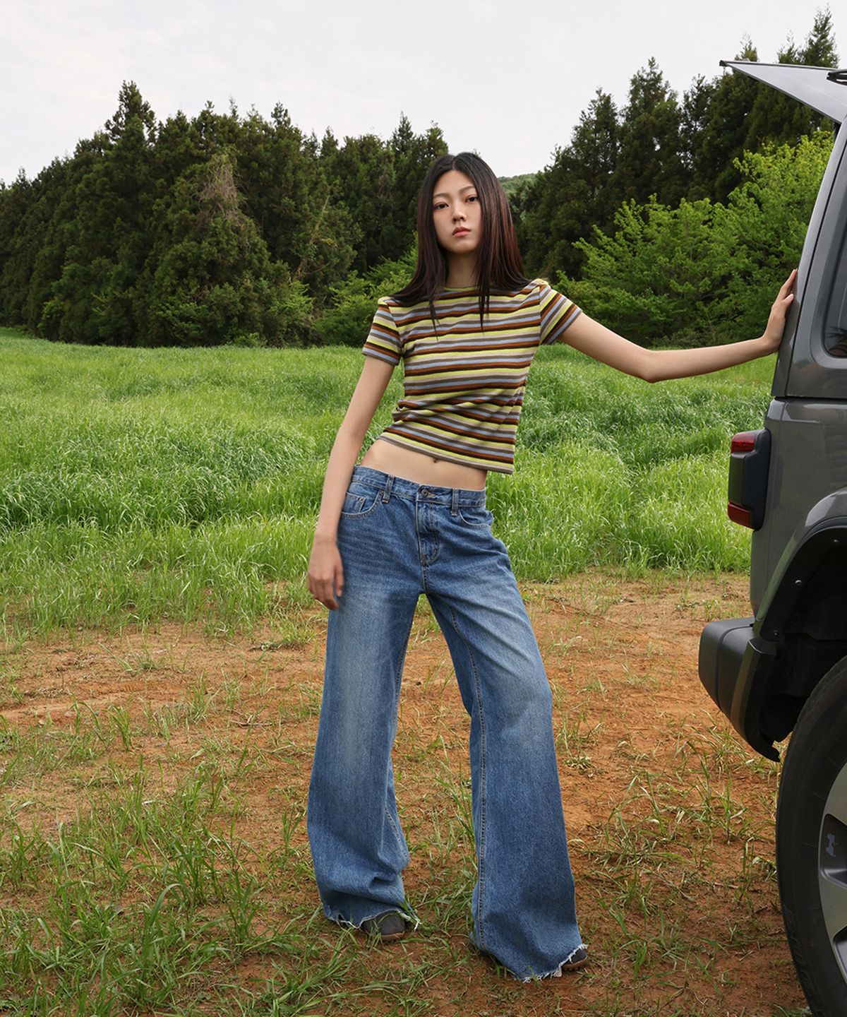 랑거(LANGER) [PLC] 90s straight cut-off jeans_blue