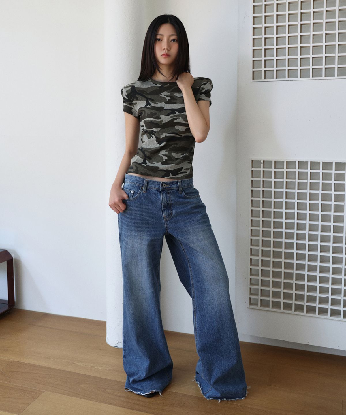 랑거(LANGER) [PLC] 90s straight cut-off jeans_blue