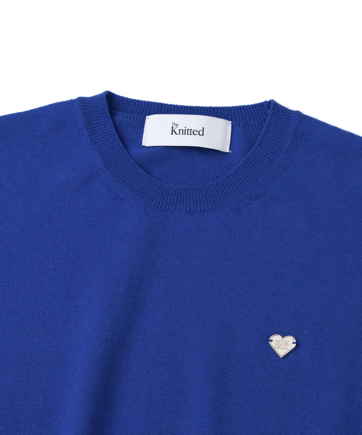 니티드(KNITTED) (W) 베이직 에센셜 워셔블 라운드 반팔 니트 COBALT BLUE