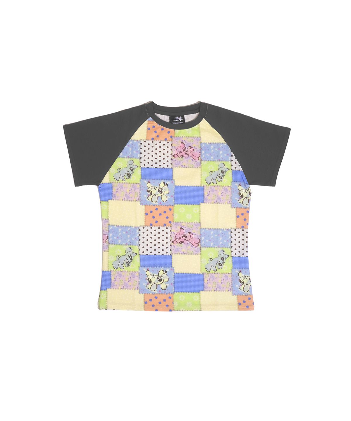 나이스고스트클럽(NICEGHOSTCLUB) PATCHWORK QUILTED PRINTED MINI TEE_CHARCOAL(NG2GMUT545A)