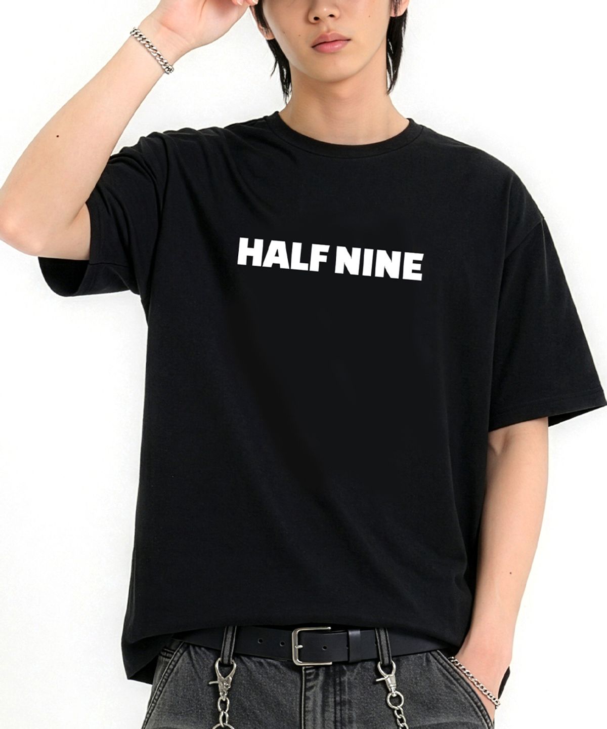 하프나인(HALFNINE) 스퀘어하프 레터링 반팔 티셔츠 I05BRD_HBX11336
