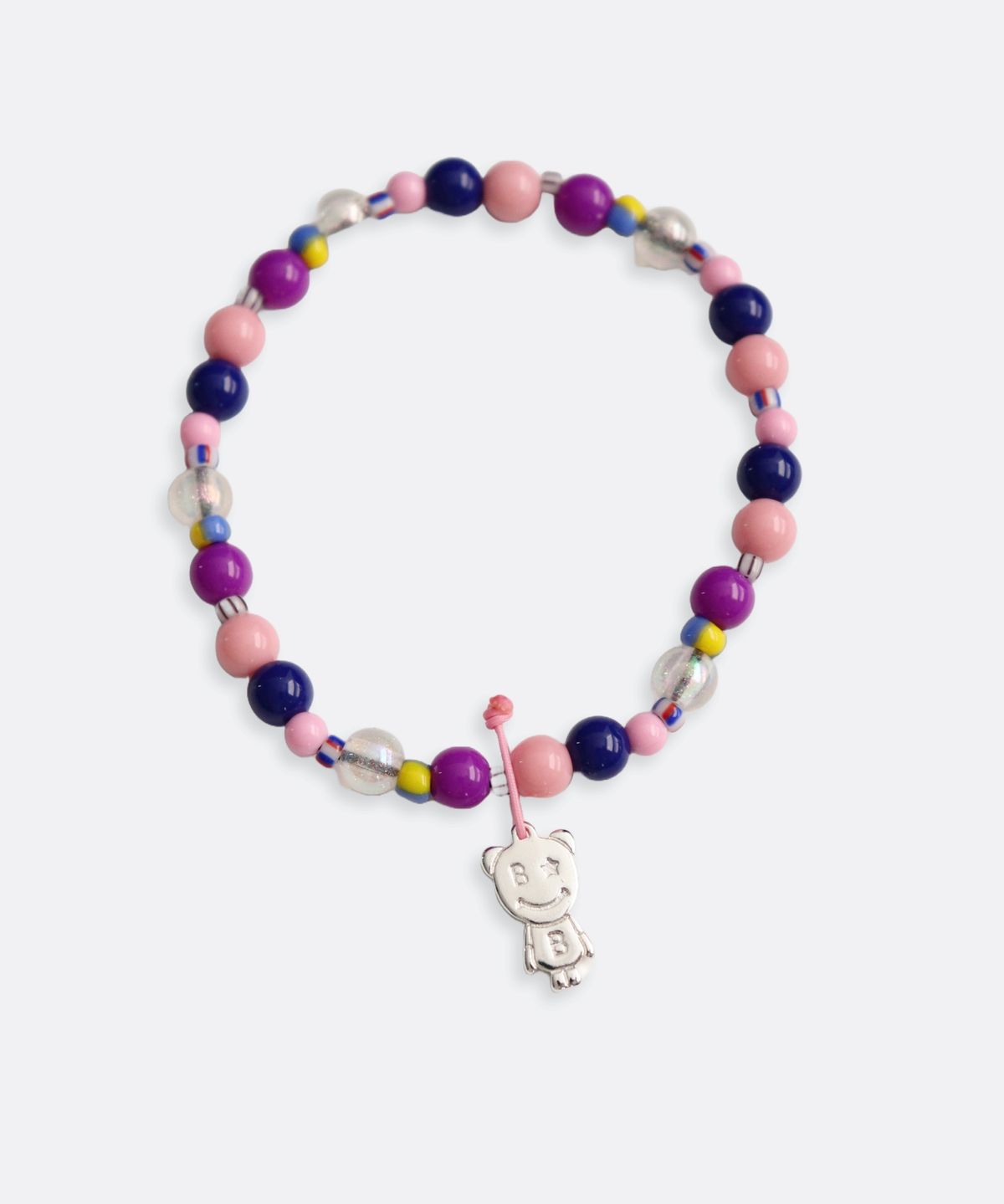 봉보(BONBEAU) Jelly pop teddy charm Bracelet 키치 컬러 아크릴 볼 비즈 믹스 곰돌이 참 팔찌