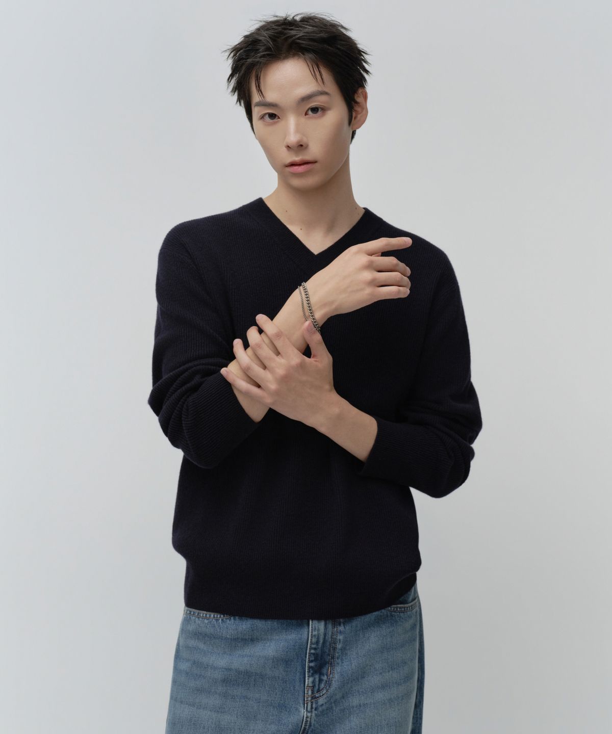 무신사 스탠다드(MUSINSA STANDARD) 커브 체인 레이어드 브레이슬릿 [실버]