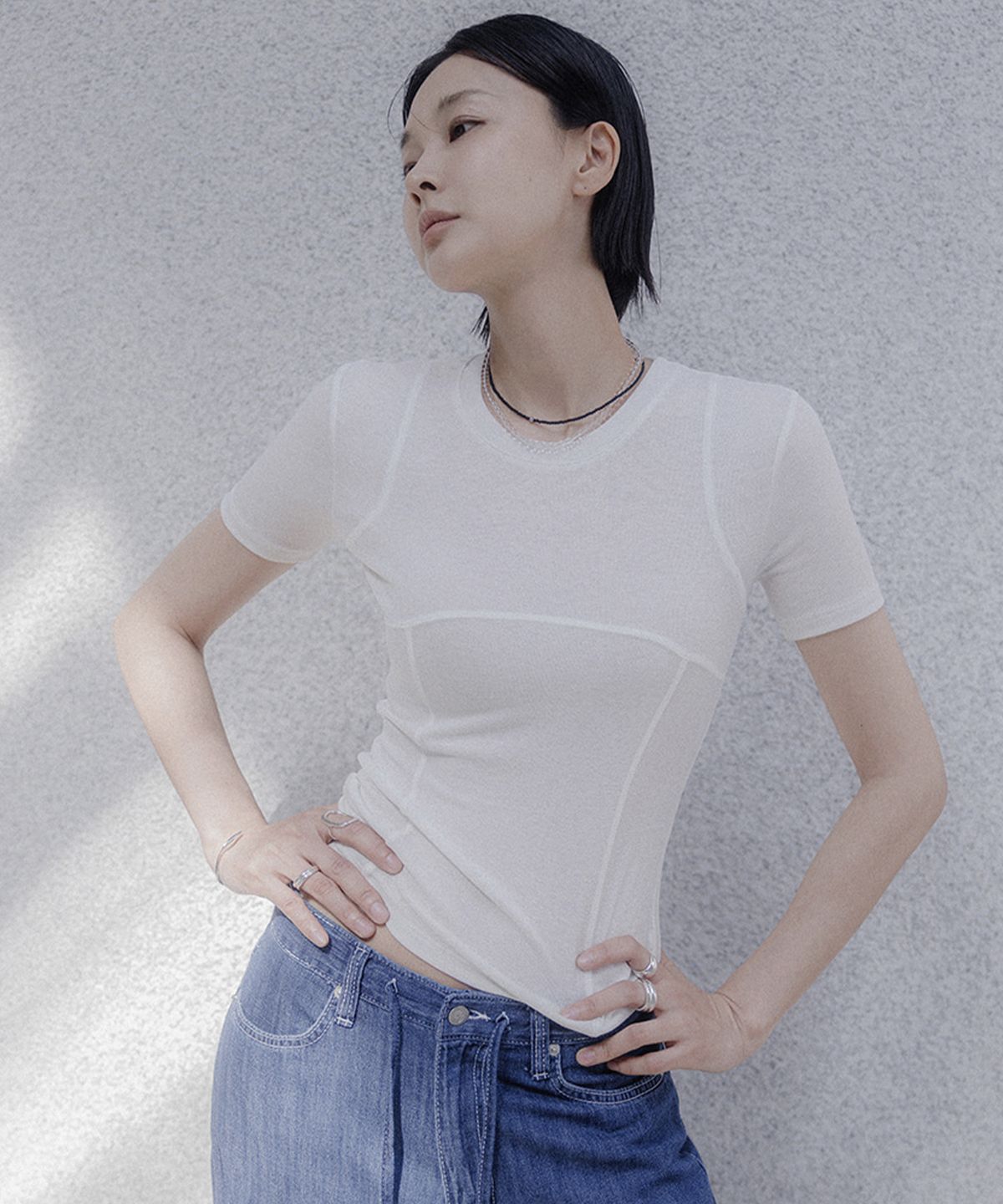 메무아(MEMUA) 밸런스업 라인 하프 티셔츠(블랙)