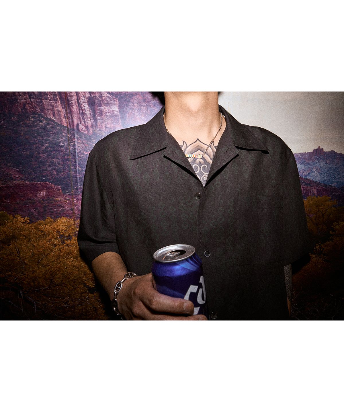 서피스에디션(SURFACE EDITION) FULL PRINT SHORT SLEEVE SHIRT BLACK