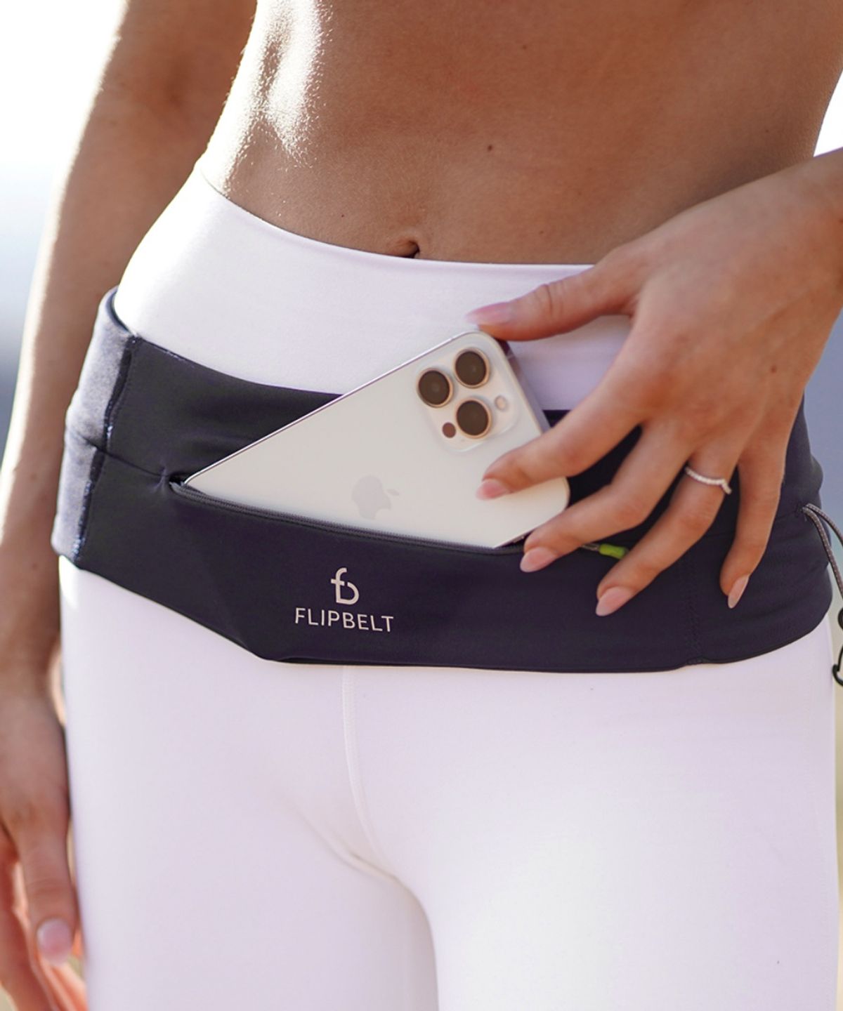 플립벨트(FLIPBELT) 지퍼 러닝 벨트 스포츠힙색 화이트