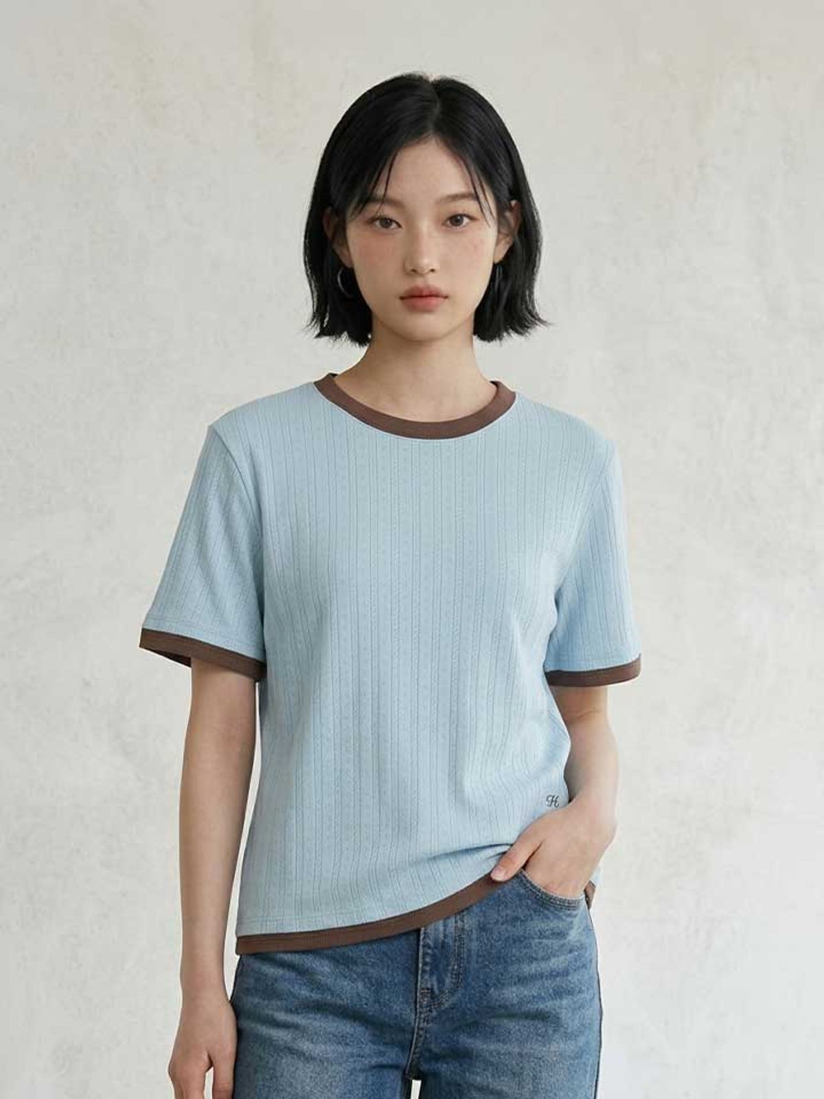 행텐(HANGTEN) 여성 레귤러핏 레이어드 반팔 티셔츠_292(10570-131-414-69)