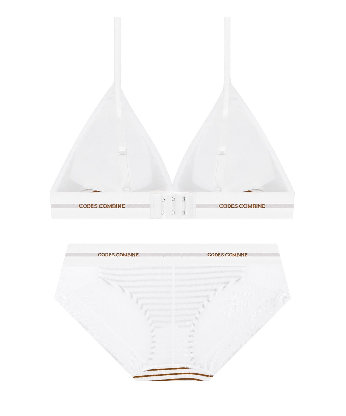 코데즈컴바인 이너웨어(CODES COMBINE INNERWEAR) 서프 스트라이프 와이드밴드 브라렛 햄팬티 세트_브라운