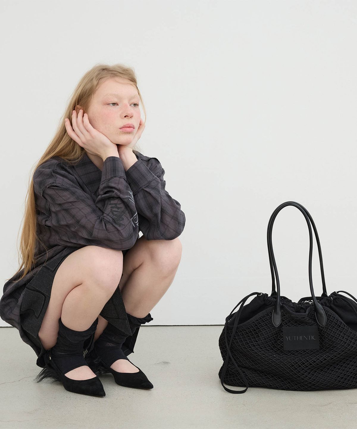 유센틱(YUTHENTIC) Mesh canvas big bag Black AX6XX20010
