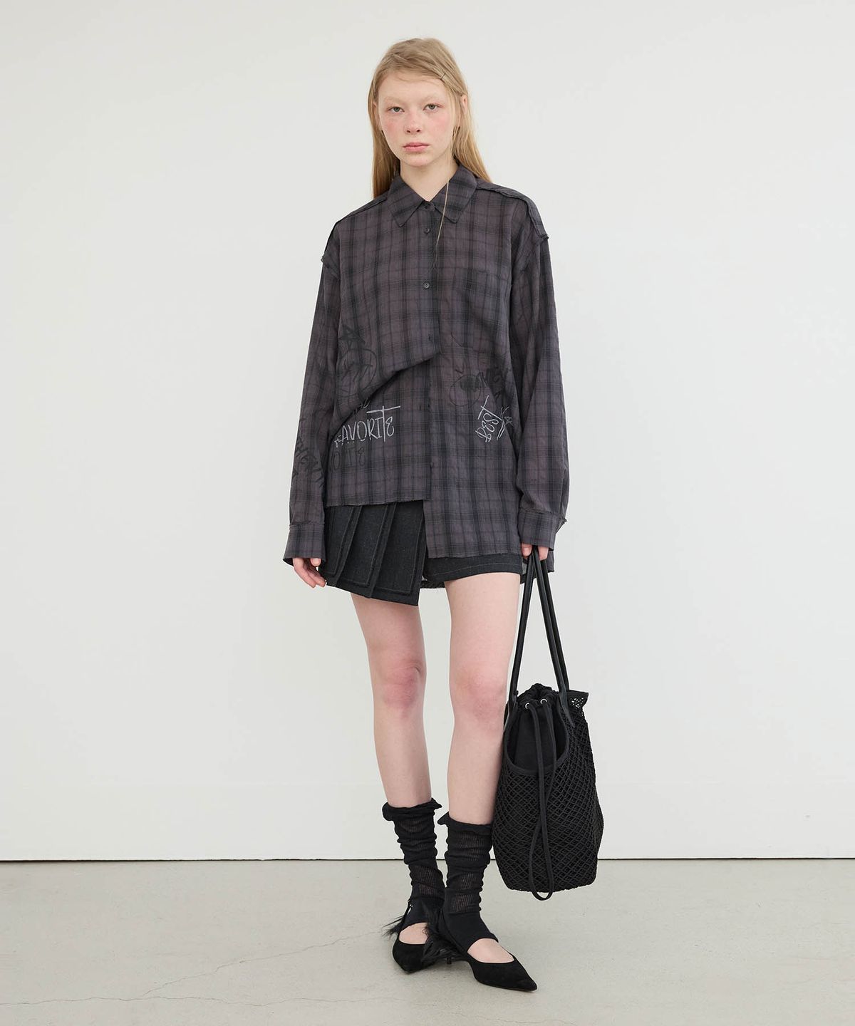 유센틱(YUTHENTIC) Mesh canvas big bag Black AX6XX20010