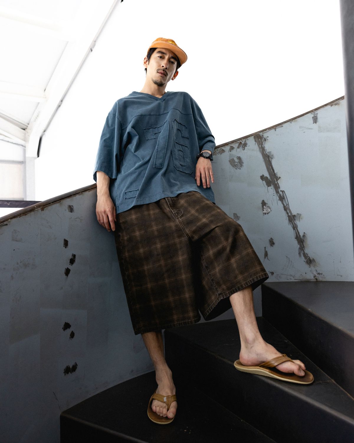 앵글런(ANGLAN) Checked Half Pants - Brown