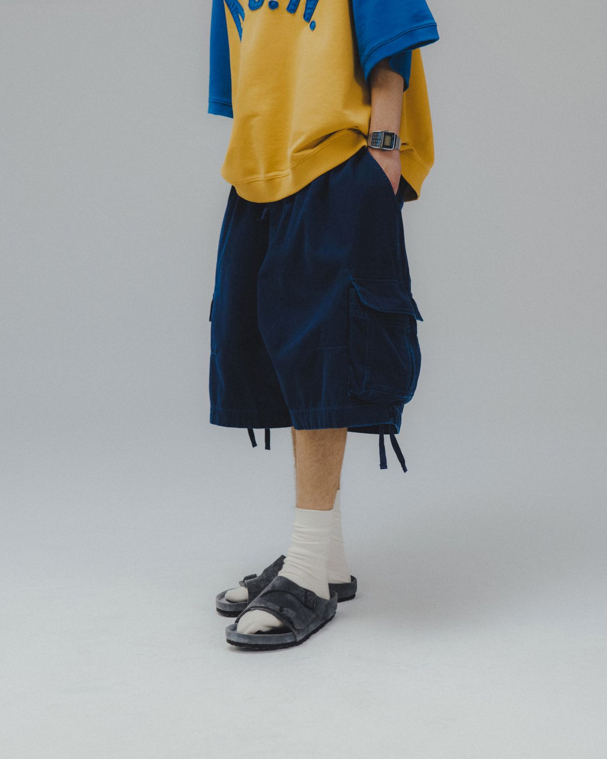 앵글런(ANGLAN) Military Cargo Half Pants - Navy
