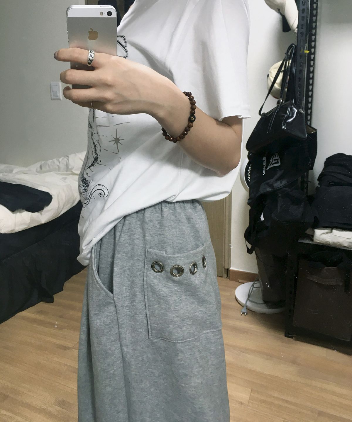 퍼지스캔(FUZZY SCAN) 빅 아일렛 커브드 벌룬팬츠 멜란지