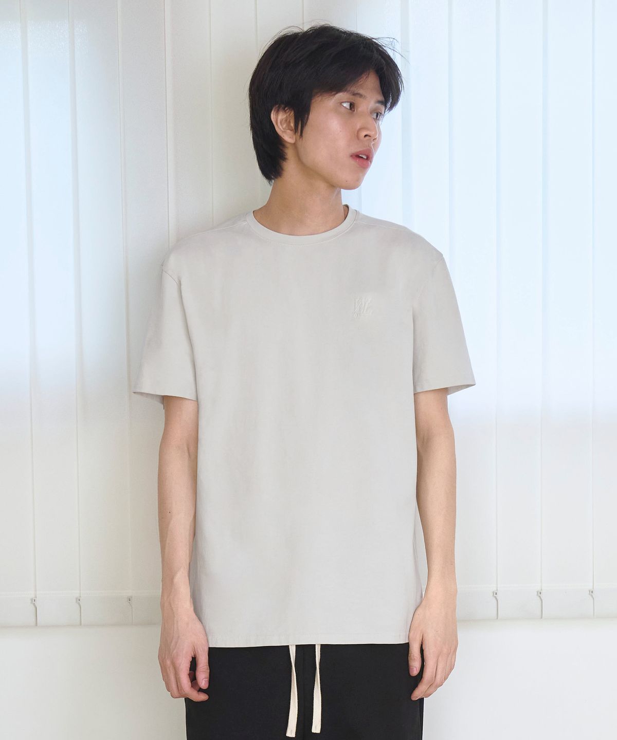 우알롱(WOOALONG) Basic cotton regular t-shirts - IVORY