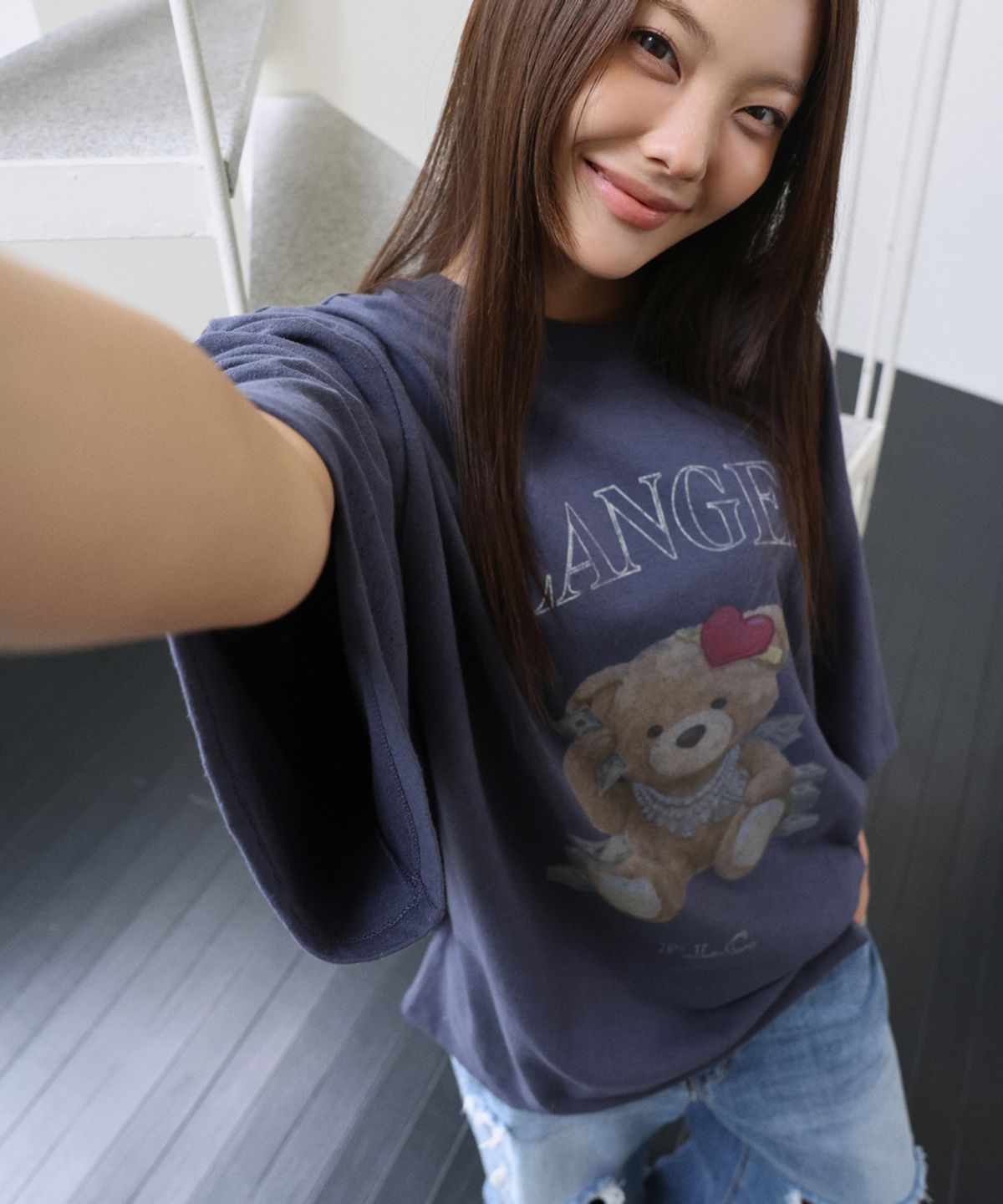 랑거(LANGER) [PLC] bear digital graphic t-shirt_4Colors