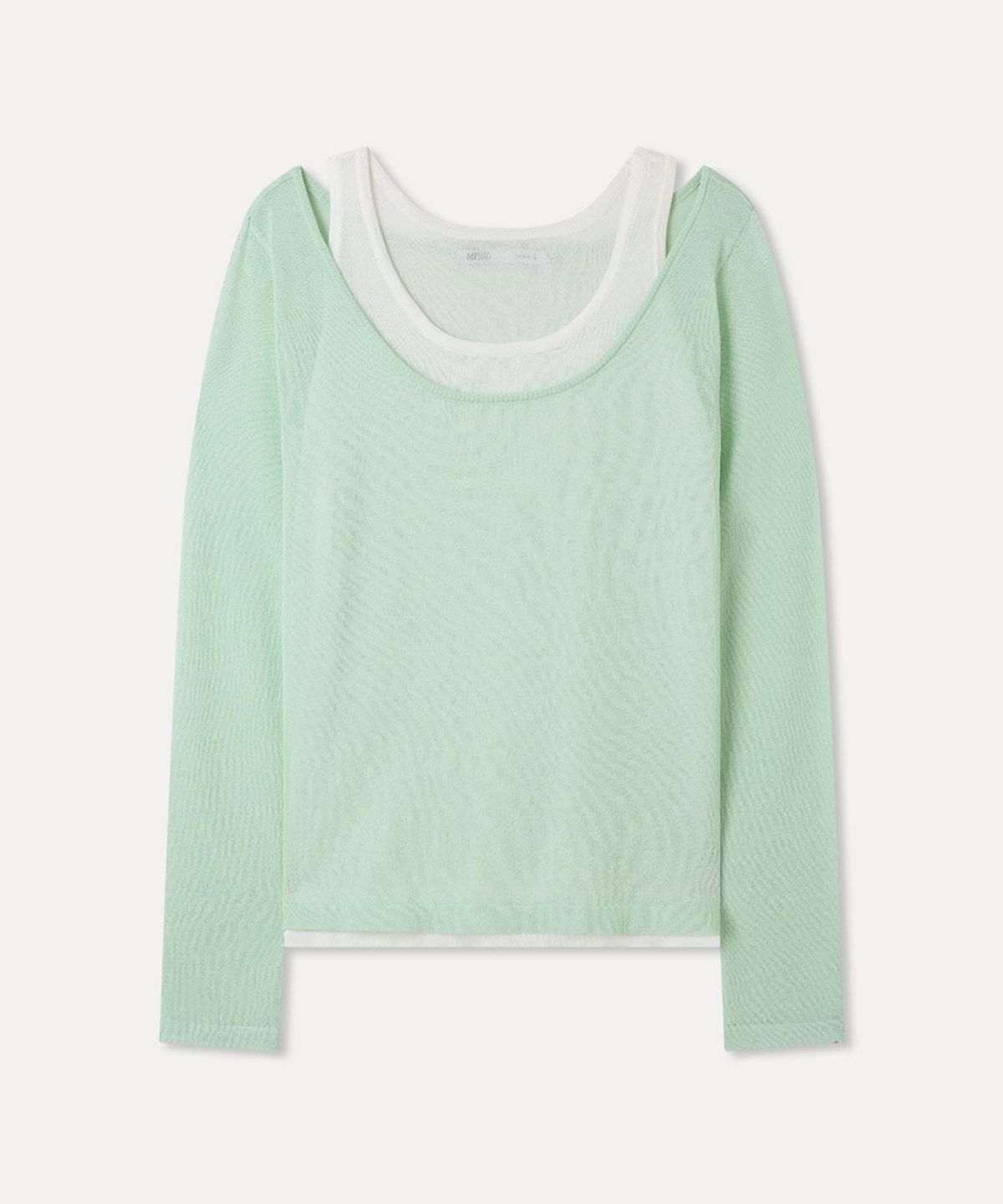 미쏘(MIXXO) 투톤 레이어드 니트 RE KAG55SS_MIWKAG70QT