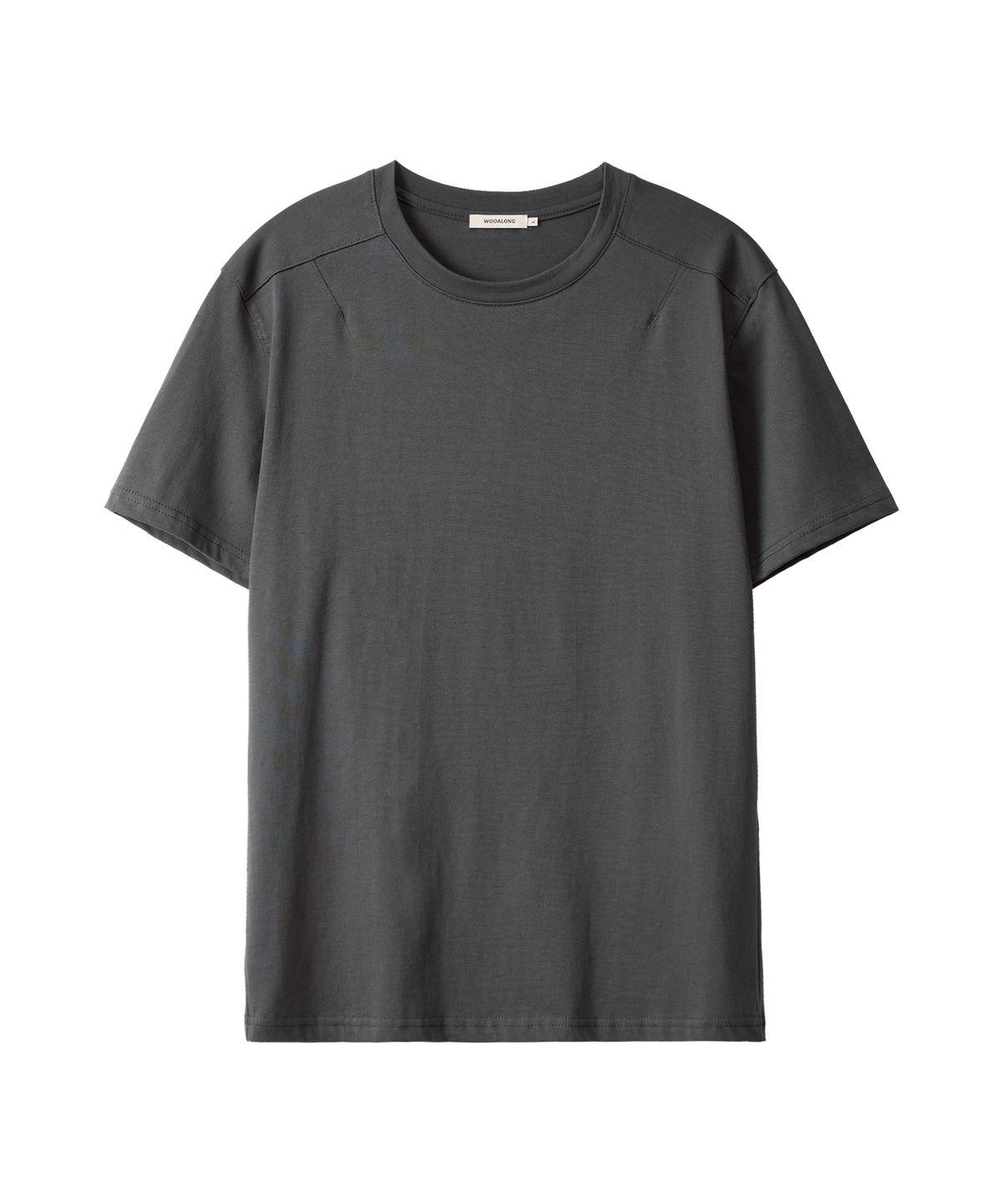 우알롱(WOOALONG) Minimal cotton regular t-shirts -KHAKI