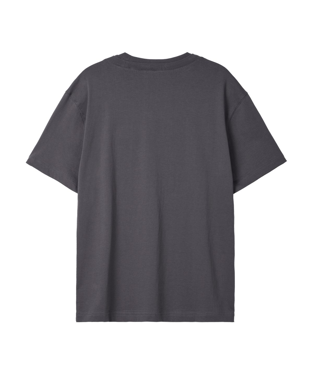 우알롱(WOOALONG) Double neck cotton over t-shirts -CHARCOAL