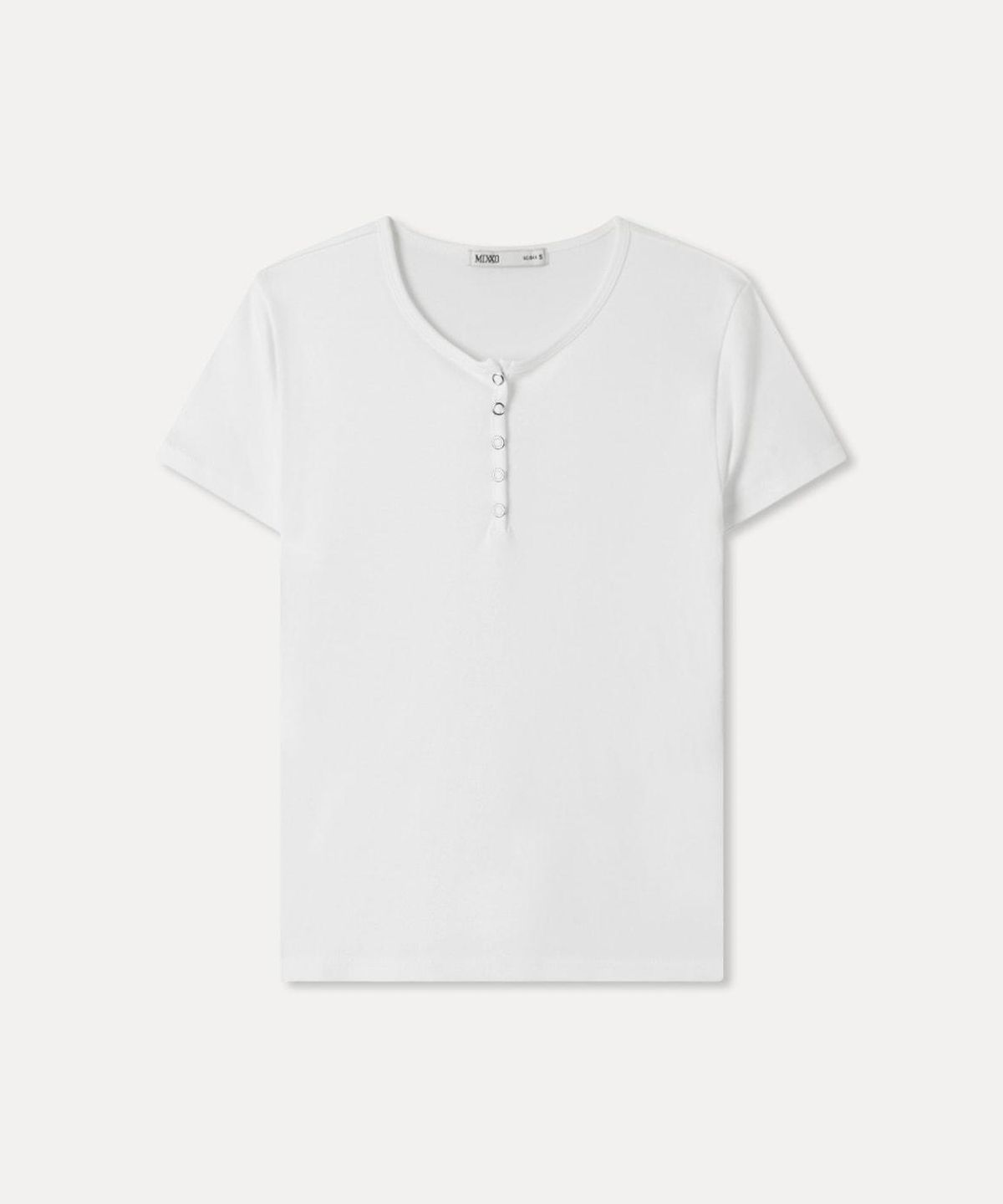 미쏘(MIXXO) 버튼업 스냅 반팔 티셔츠 RE HWG45SS_MIWHWG71RA