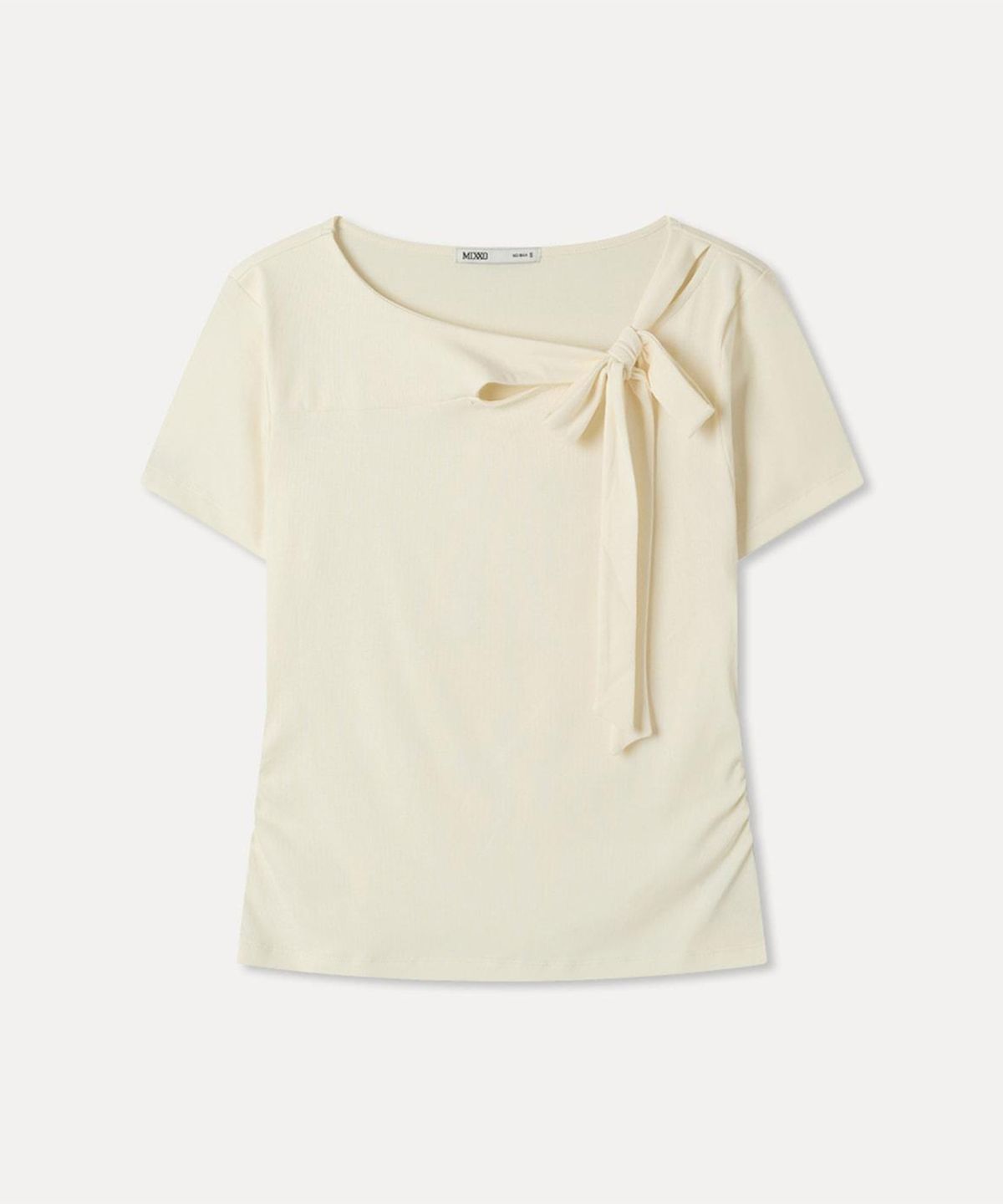 미쏘(MIXXO) 컷아웃 타이 반팔 티셔츠 RE HWG44SS_MIWHWG70RA