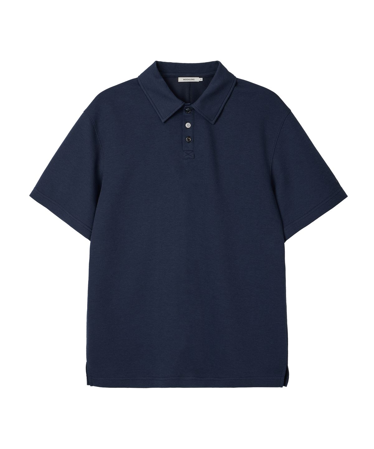 우알롱(WOOALONG) Airy cotton semi-loose polo shirt - NAVY