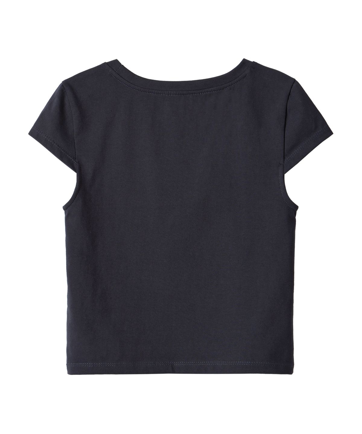 우알롱(WOOALONG) Slim cotton square neck cap t-shirts - CHACOAL