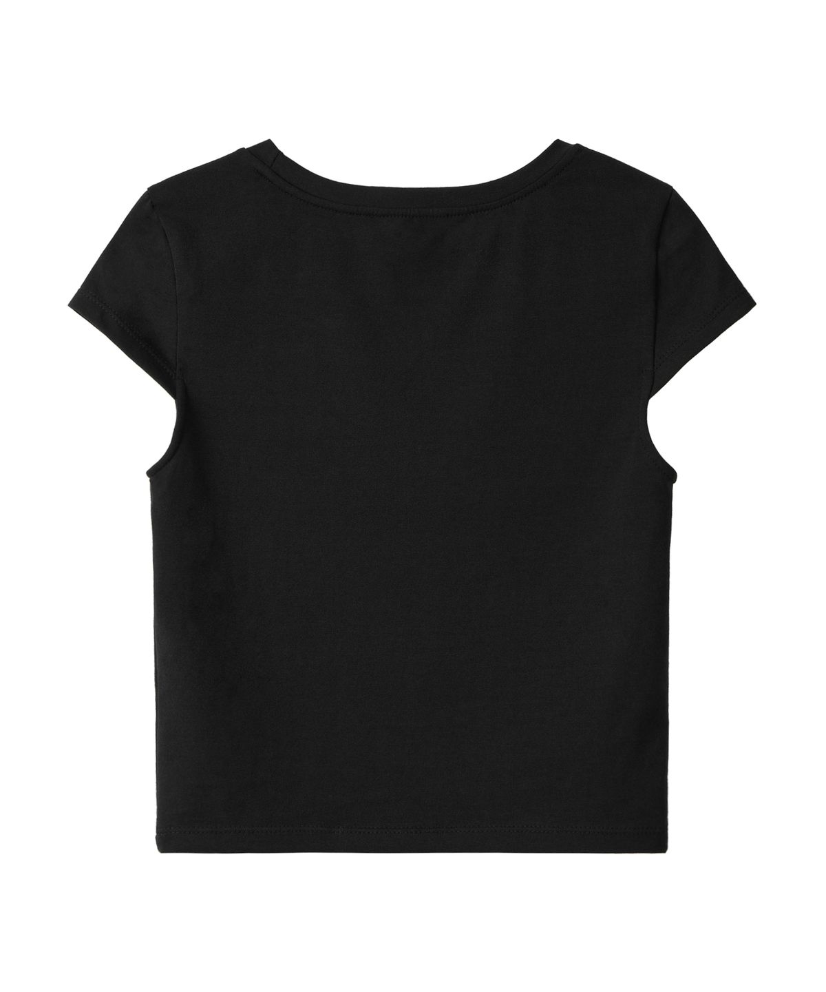 우알롱(WOOALONG) Slim cotton square neck cap t-shirts - BLACK