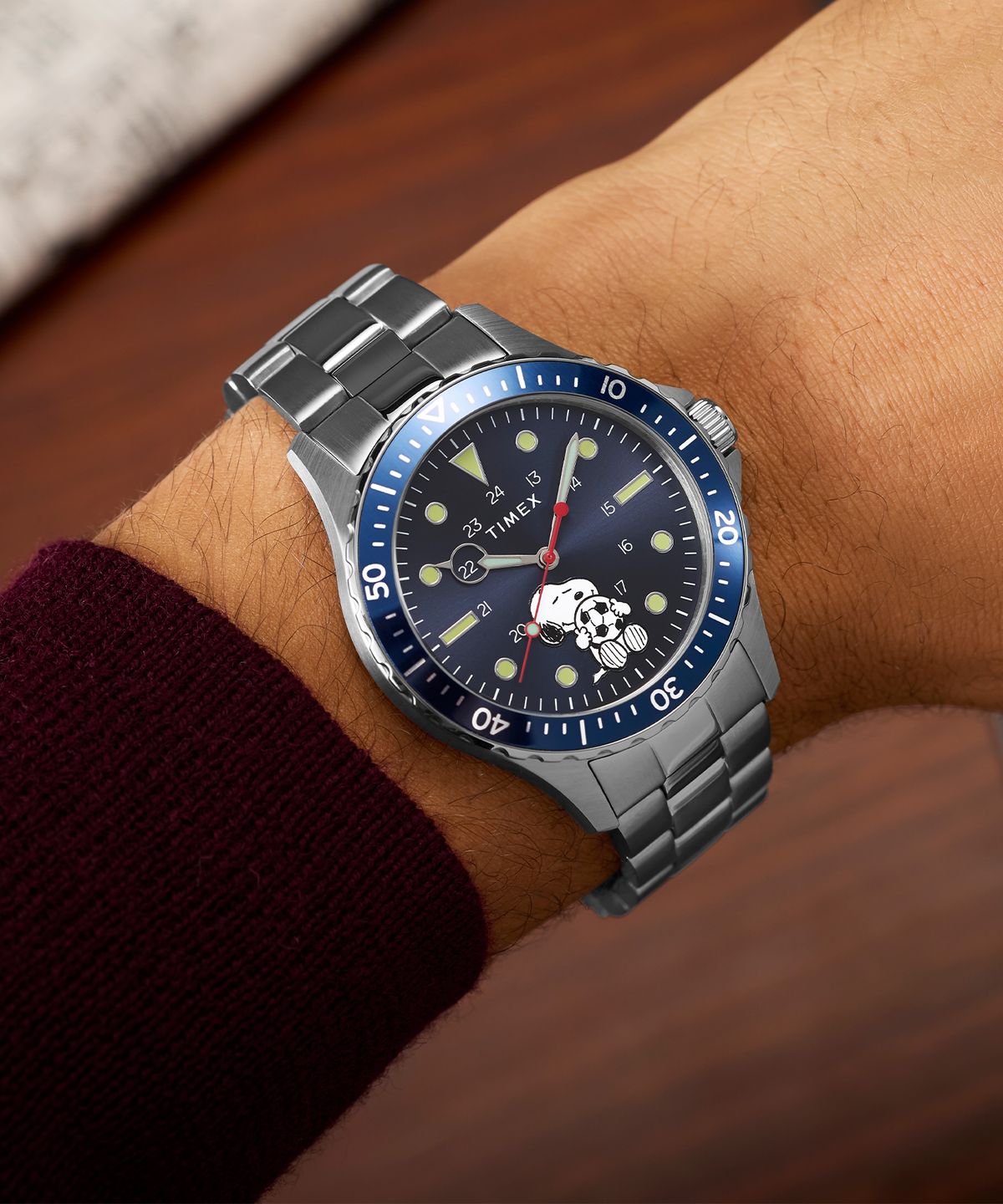 타이맥스(TIMEX) 타이맥스 x 피너츠 네비 사커 블루다이얼 메탈시계 41mm