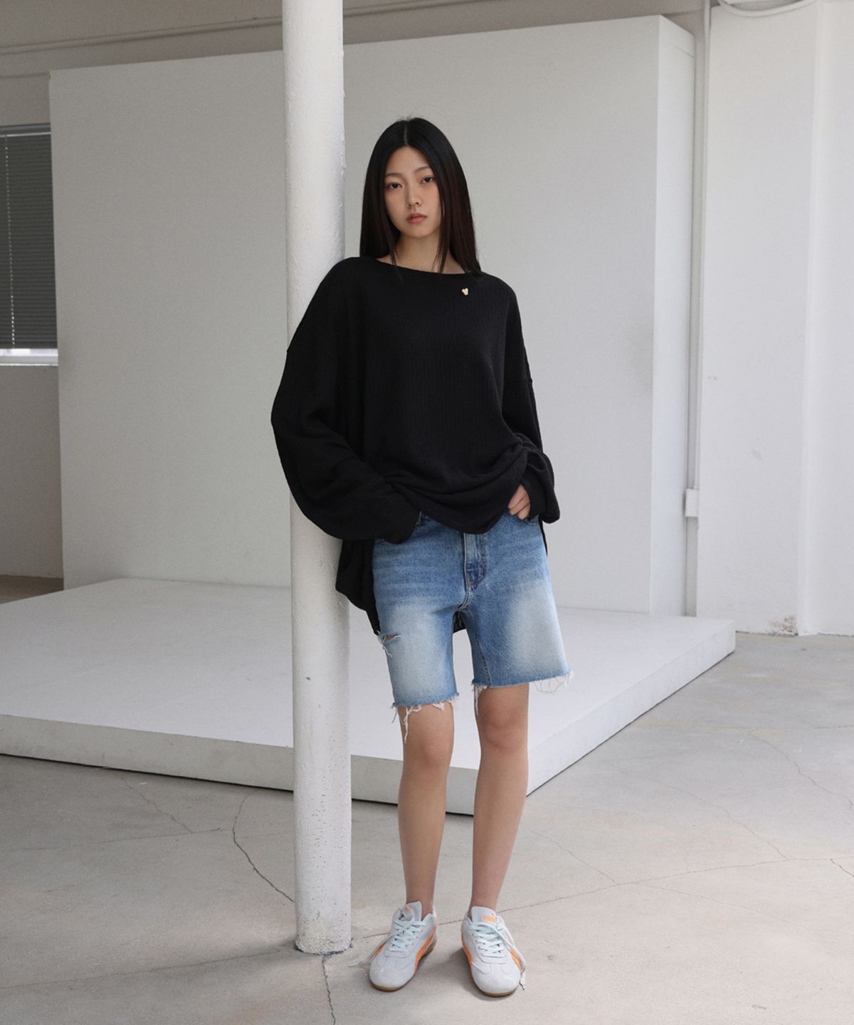 랑거(LANGER) [PLC] 80s distressed cut-off half jeans_blue