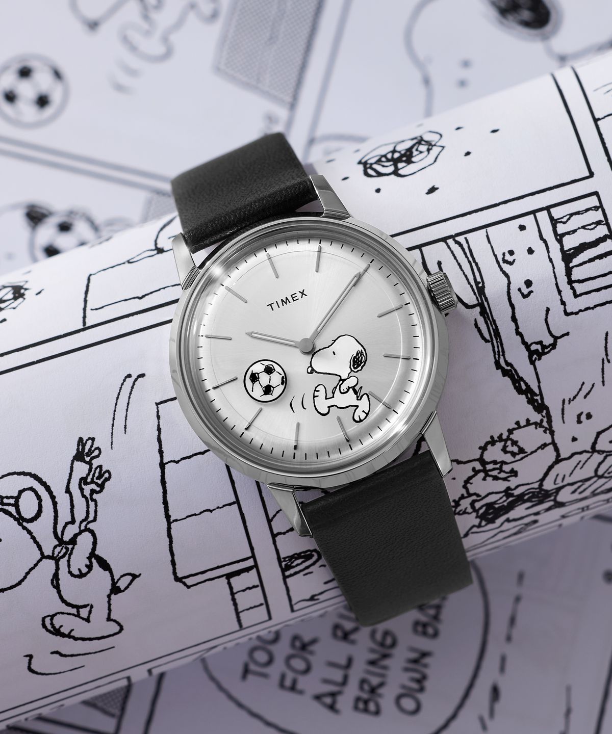 타이맥스(TIMEX) 타이맥스 x 피너츠 멀린 오토매틱 사커 가죽시계 40mm
