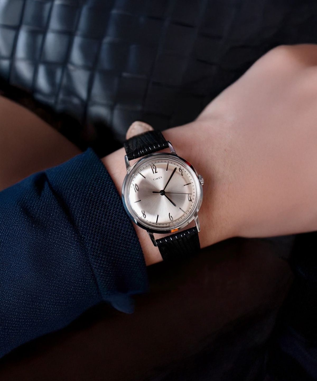 타이맥스(TIMEX) 멀린 핸드와인딩 아날로그 기계식 가죽시계 34mm