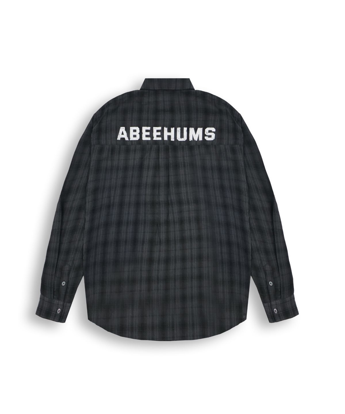 어비험즈(ABEEHUMS) 백 로고 린넨 루즈 핏 체크셔츠 ABH366-118 챠콜