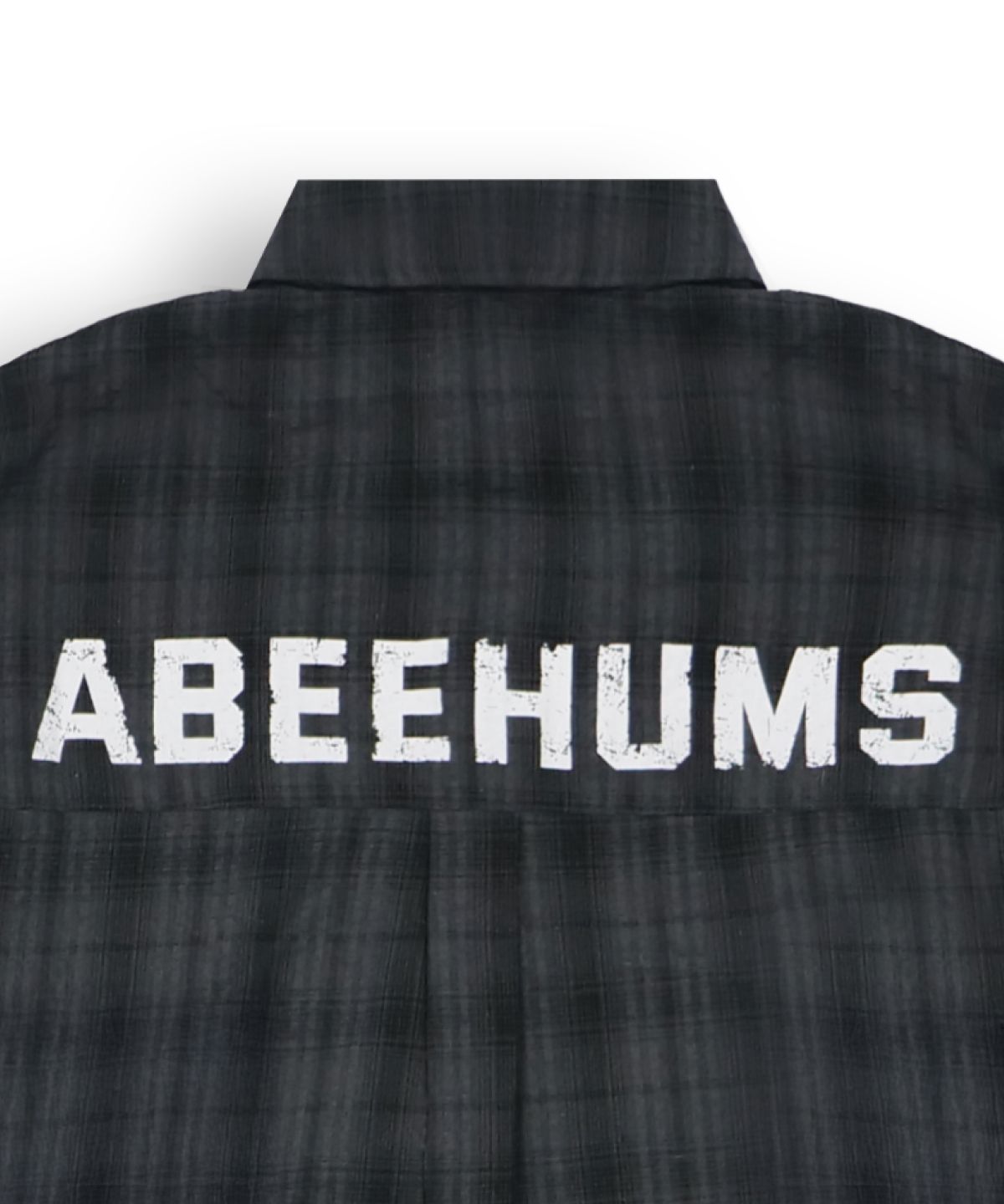 어비험즈(ABEEHUMS) 백 로고 린넨 루즈 핏 체크셔츠 ABH366-118 챠콜
