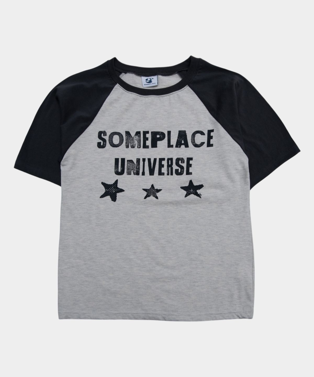썸플레이스 맨(SOMEPLACE MAN) 유니버스 그래픽 레글런 배색 소프트 라운드넥 오버핏 반팔 티셔츠_2COLOR