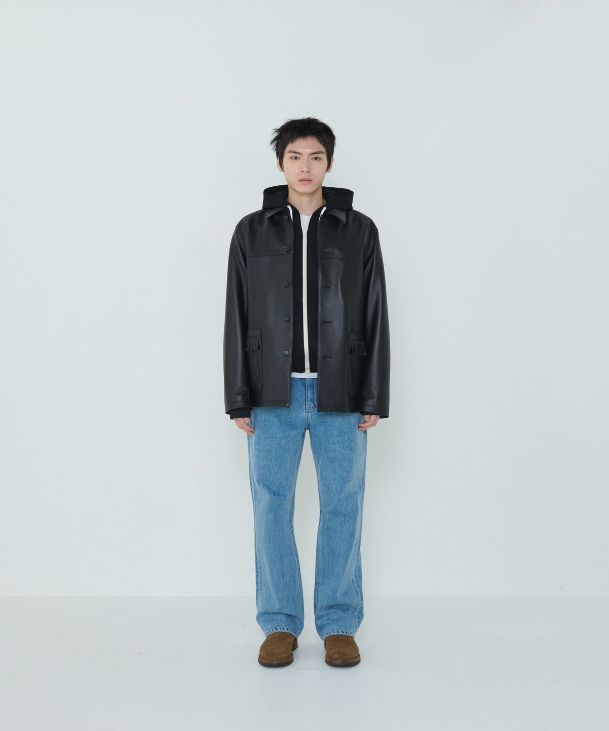더씽인데어데어(THE THING IN THEIR THERE) Nuanced Lambskin Car Coat Black