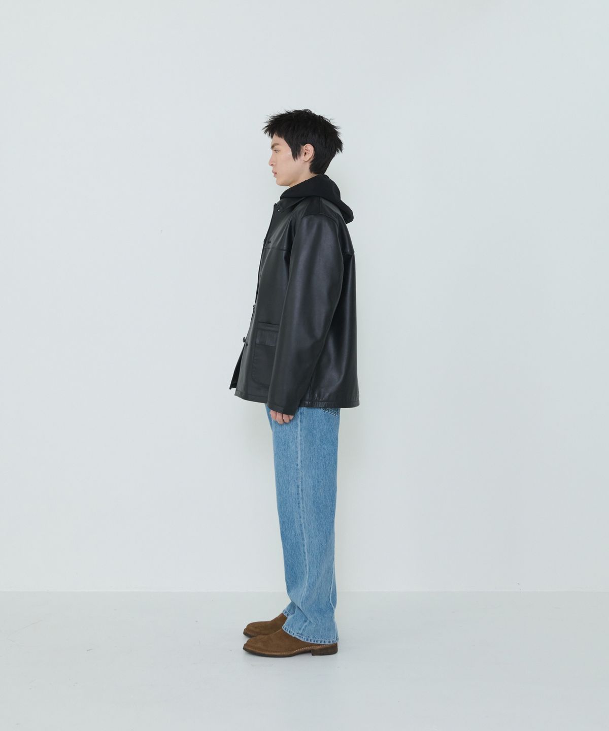 더씽인데어데어(THE THING IN THEIR THERE) Nuanced Lambskin Car Coat Black