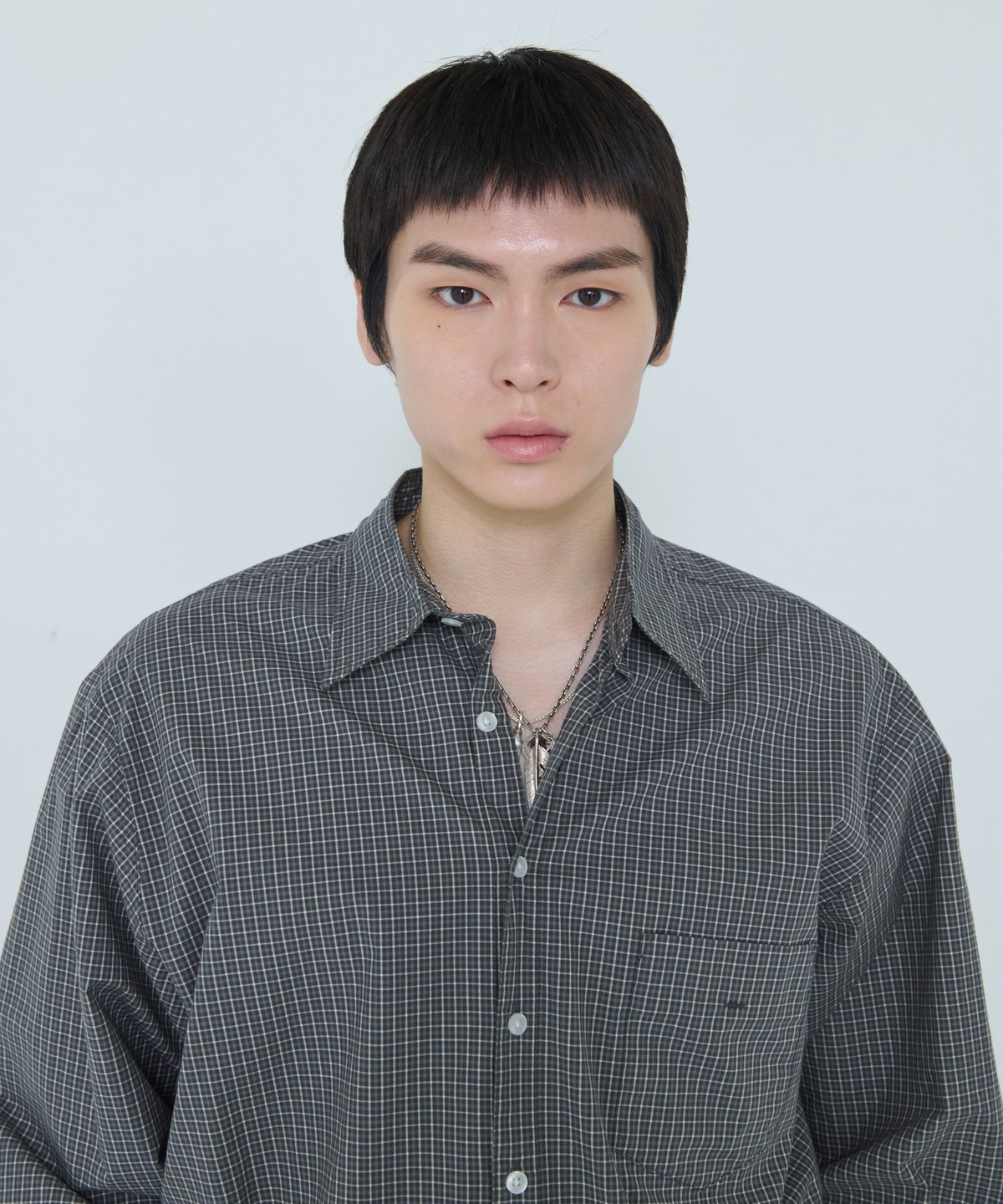 더씽인데어데어(THE THING IN THEIR THERE) Shift Multi Check Shirt Charcoal