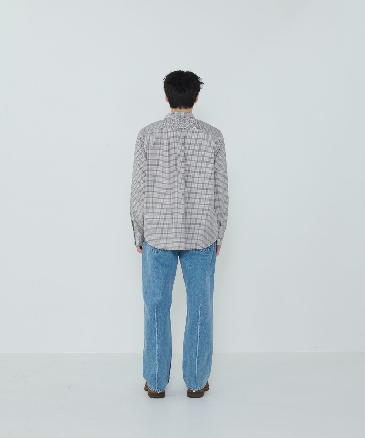 더씽인데어데어(THE THING IN THEIR THERE) Shift Multi Check Shirt Brown