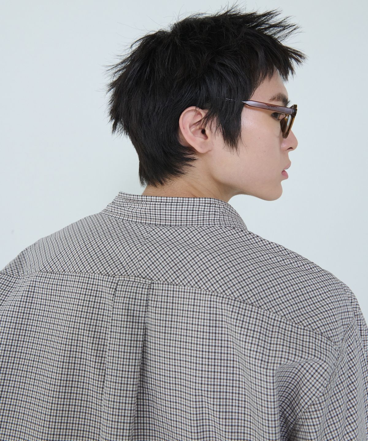 더씽인데어데어(THE THING IN THEIR THERE) Shift Multi Check Shirt Brown