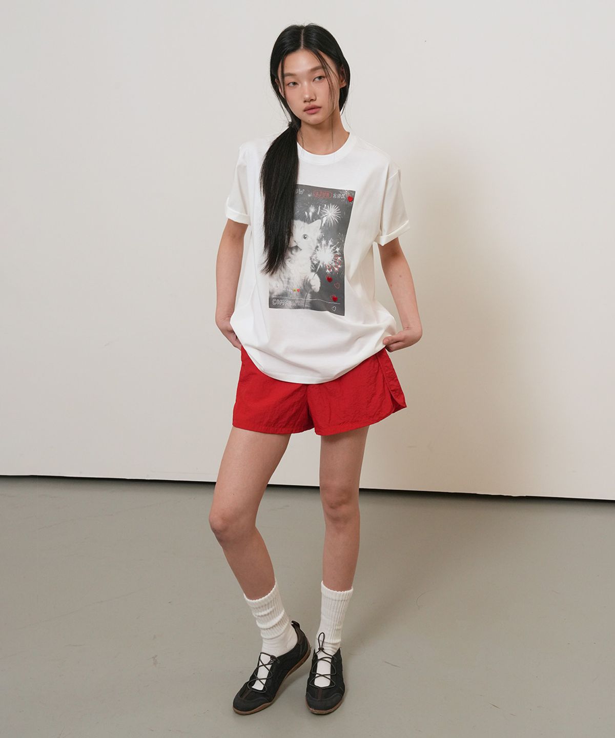 제너럴아이디어(GENERALIDEA) 라이브 스트리밍 캣 반팔티 [WHITE] / GF2LTS540