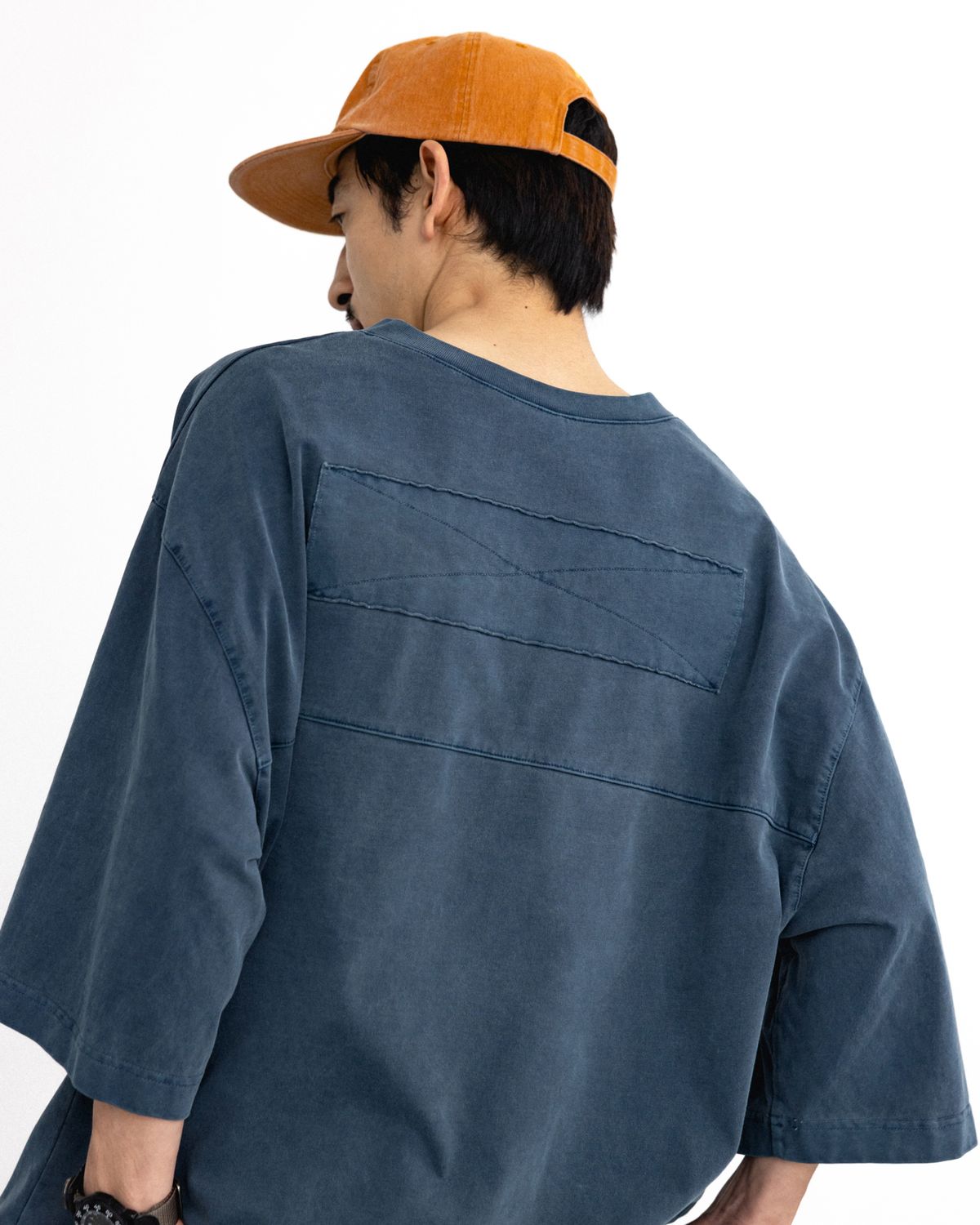 앵글런(ANGLAN) Pigment Rugby Tee - Washed Blue